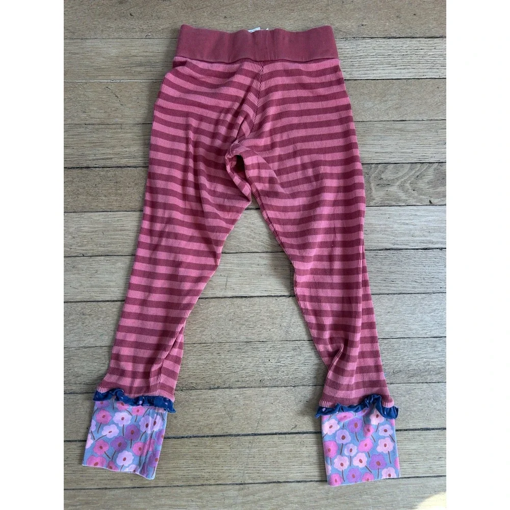 Matilda Jane Camila Leggings Secret Fields Size 8 Ribbed Striped Floral Flowers
